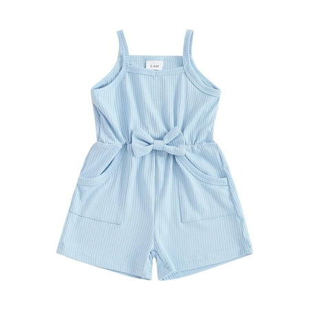 

Niceyoeuk Baby Girl Summer Jumpsuit Sleeveless Square Neck Romper Shorts