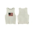 thumbnail image 2 of Women'S American Flag Sleeveless Sweater Vest Knit Crew Neck Tank Top Cream White S, 2 of 7