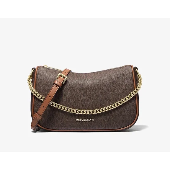 Michael Kors Carmela Medium Signature Logo Convertible Crossbody Bag Brown
