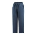 thumbnail image 6 of Baqcunre Linen Pants Women,Pockets Lightweight High Waisted Adjustable Tie Knot Loose Trousers,Womens Fashion Capri Pants for Women Women's Pants Womens Clothes Light blue L, 6 of 6