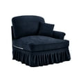 thumbnail image 2 of Newest 2-in-1 Style Chenille Sofa, Blue Single Seater,Removable Ruffle Skirt, Includes 1 Movable Pillow, 38.2" Compact Design, 2 of 9