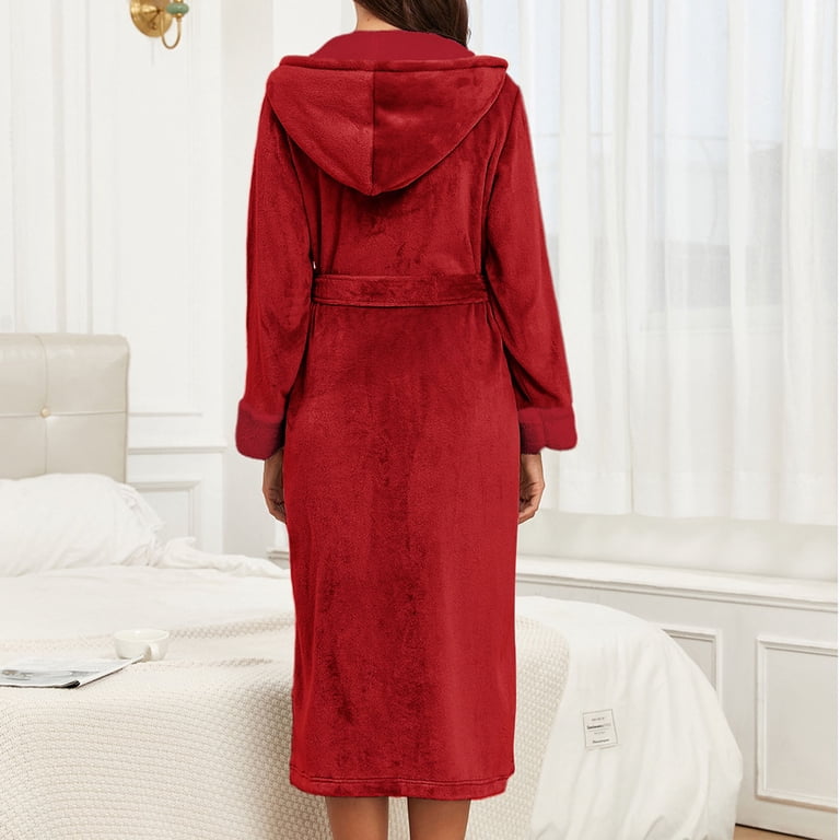red fleece dressing gown ladies Abomasnow Ladies Cozy Bathrobe Plush Fleece Dressing Gown Fuzzy Housecoat for Women Perfect Loungewear Long Robes