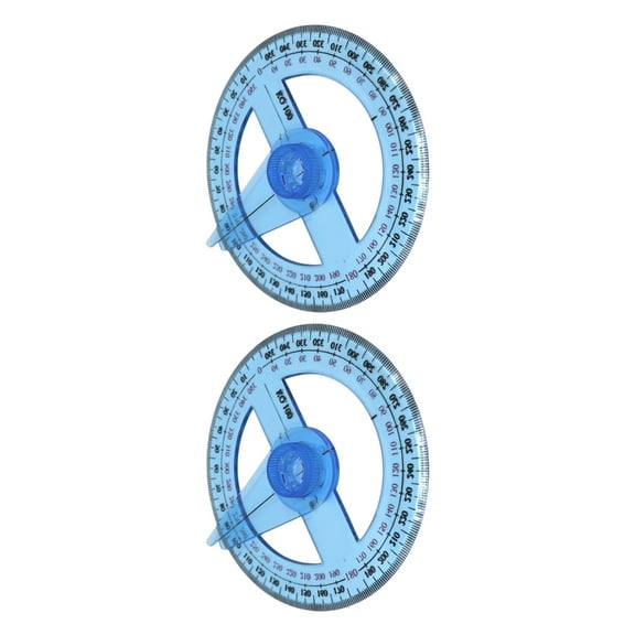 2 Pcs 360° Protractor Ruler Clear Protractor for School Classroom Office