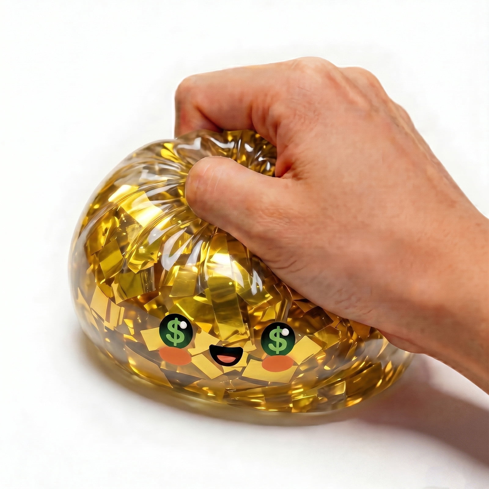 Golden Ticket Edition Glitter Dumpling Squeeze Balls, Mystery Sensory Dumpling Squishies, Soft Stress Relief Squeeze Balls for Anxiety Calm and Daily Relaxation