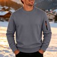 thumbnail image 6 of Comfort Colors Sweatshirt Nelozsy Men's Solid Color Long Sleeve Round Neck Hoodless Sweatshirts Dark Gray S, 6 of 9