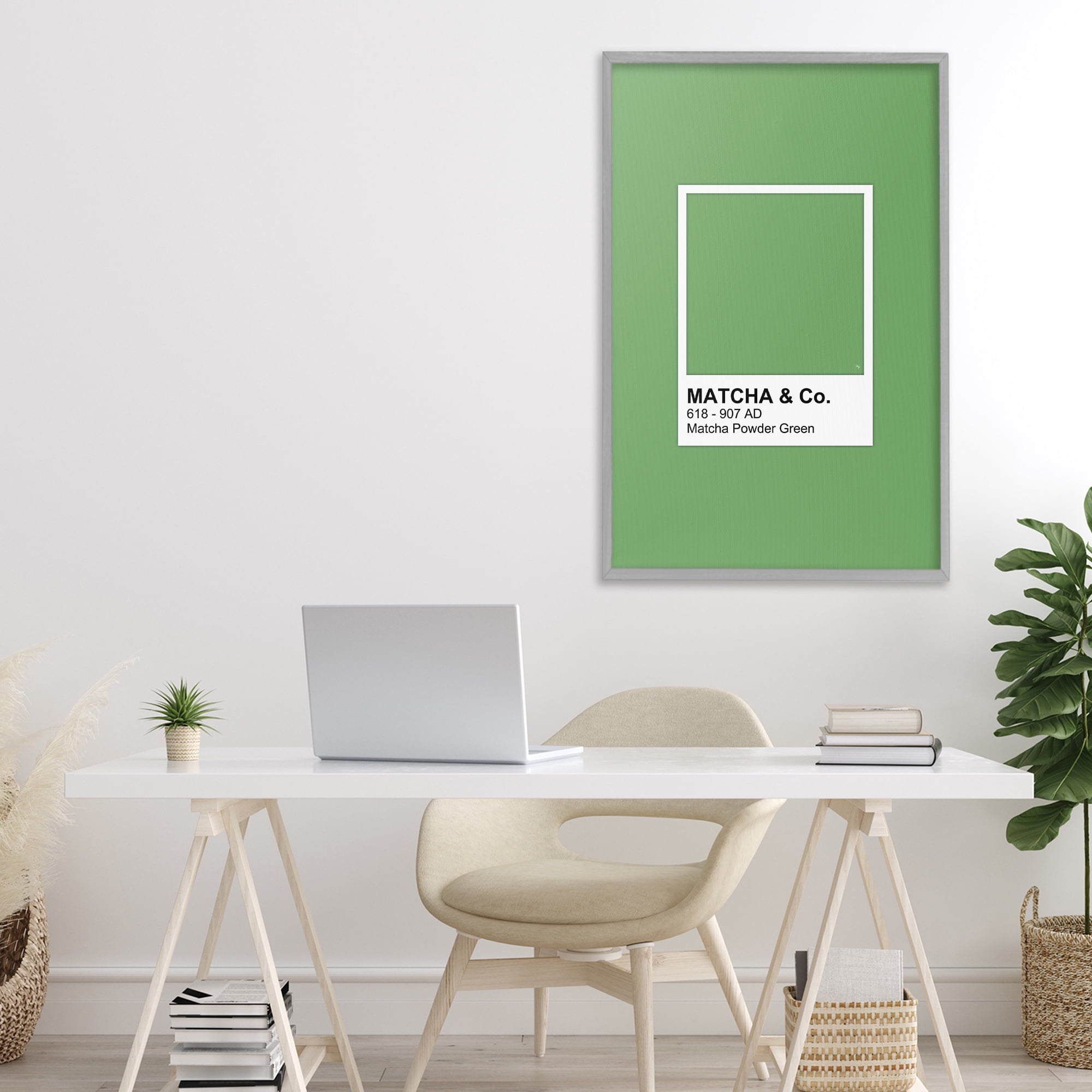 Stupell Industries Matcha Powder Green Shade Gray Framed Giclee Art, design by Martina Pavlova