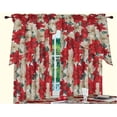 thumbnail image 1 of Violet Linen Ensemble de Rideaux de Cuisine Décoratifs de Noël Imprimé Poinsettia Design Floral 3 Pcs, 1 of 3