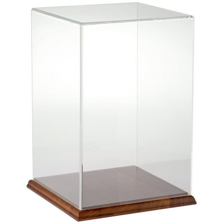 Plymor Clear Acrylic Display Case with Hardwood Base, 8" W x 8" D x 12" H