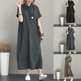 thumbnail image 4 of MYG Robe Longue Décontractée Vintage en Coton et Lin pour Femmes Été Manches Courtes, 4 of 9
