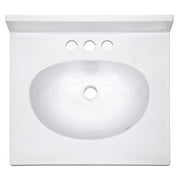 Design House Cultured Marble 19 x 17 Single Bowl Vanity Top with Centerset Mount and Backsplash, White
