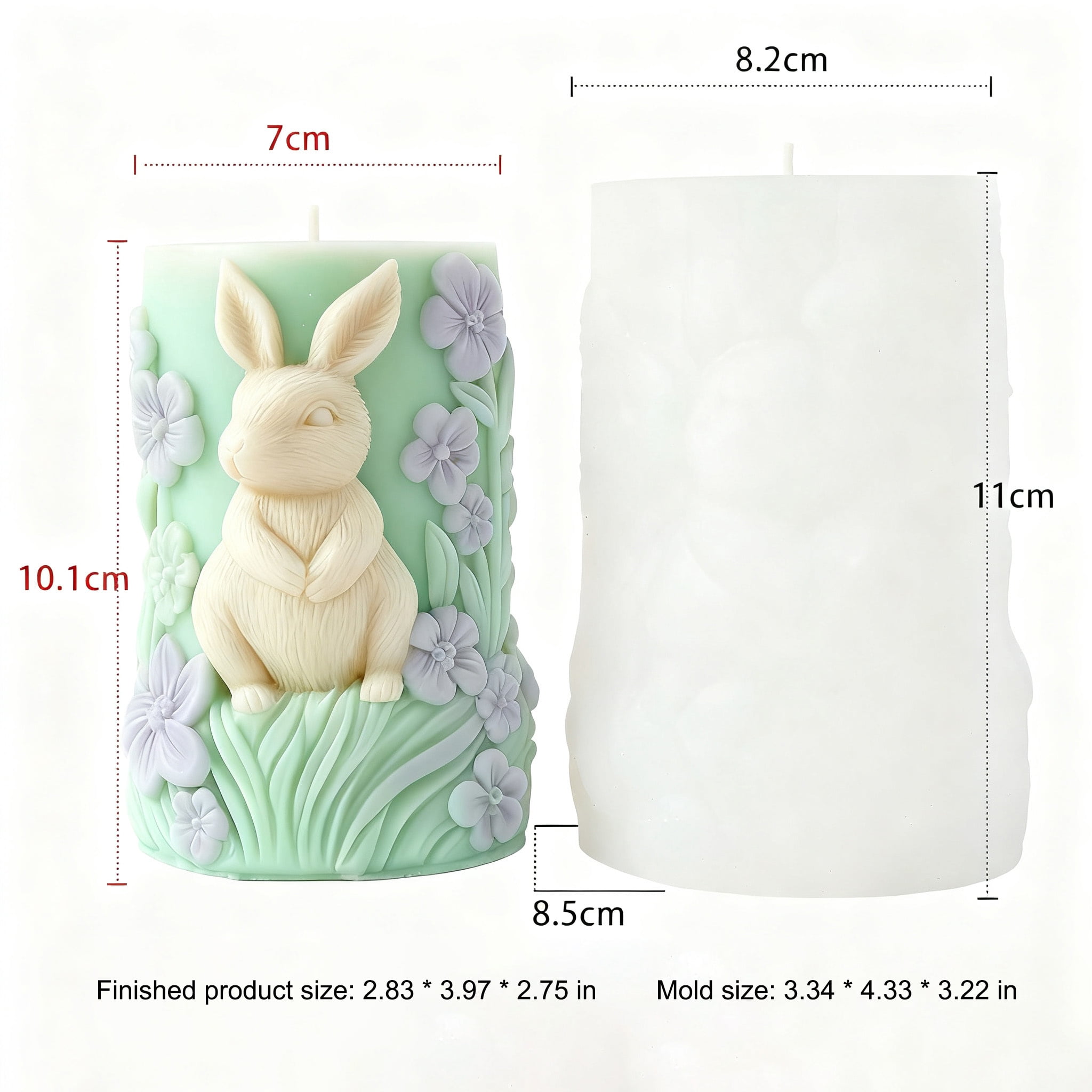 JDH silicone 2PCS Rabbit Silicone Mold Rabbit Flower Pattern Relief Silicone Mold Animal Resin Casting Silicone Candle Mold for Home Decoration and Candle Making