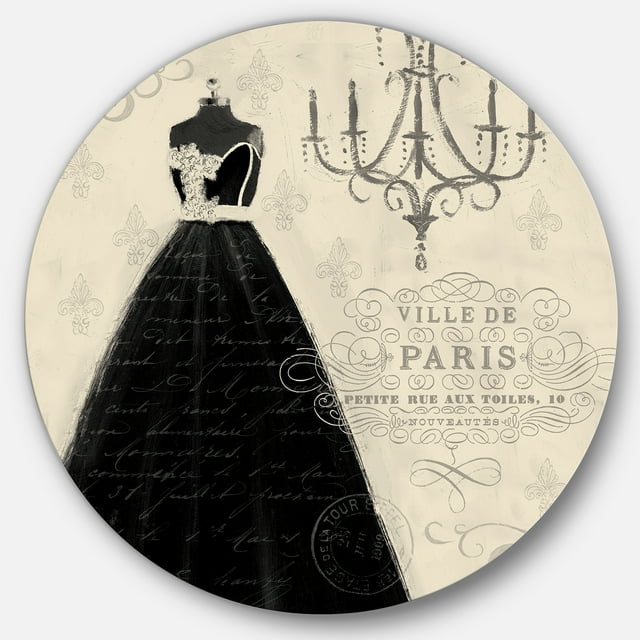 Designart 'French chandeliers Couture IV' Glam Metal Circle Wall Art