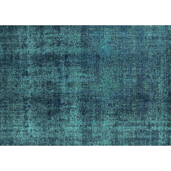Ahgly Company Machine Washable Indoor Rectangle Oriental Turquoise Blue Industrial Area Rugs, 5' x 7'