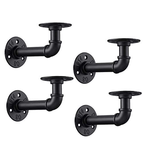 Industrial Diy Pipe Shelf Brackets Vintage Black Iron Wall Mount Shelving Bracket Rustic Home 4 Pack Com - Pipe Shelf Brackets Diy Industrial Diy Pipe Shelf Brackets Vintage Black Iron Wall Mount Shelving Bracket Rustic Home 4 Pack Com - Pipe Shelf Brackets Diy