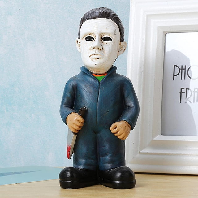 Adorno de decoración de Halloween, película de terror, personaje de cara blanca, regalo, artesanía de resina