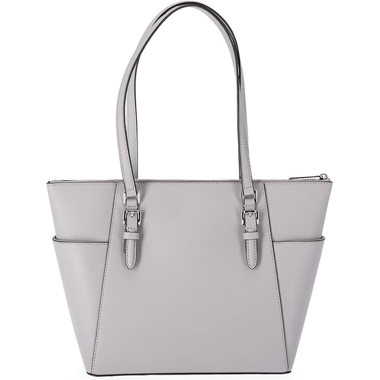 【送料&関税込】Michael Kors Grey Shooping Bag Michael Kors Charlotte Signature Leather Large Top Zip Tote