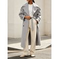 thumbnail image 3 of Womens Oversized Long Trench Coat Double Breasted Lapel Windproof Overcoat with Belt, 3 of 6