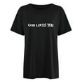 thumbnail image 3 of Womens Fashion Casual Top Crew Neck T Shirts Summer Short Sleeve Casual Loose T Shirts Top Casual T Shirt for Women Women Workout Tops Women Technical Pants Tops Women Casual Womens Solid Color T, 3 of 5