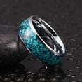 thumbnail image 2 of Wedding Rings For Men. 8mm Crushed Turquoise Silver Tungsten Wedding Band, 2 of 6