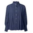 thumbnail image 5 of JUMESG Oversized Button Down Shirts for Women Work Shirts for Women Office Professional Long Sleeve (Navy,L), 5 of 7