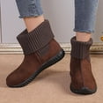 thumbnail image 2 of Wedge Snow Boots for Women 2025 Winter Fashion Casual Suede Knit Patchwork Wide Width Walking Wide Mid Calf Ankle Booties, 2 of 7