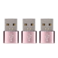 thumbnail image 1 of Adaptador USB 2.0 macho a tipo C hembra (paquete de 3) para disco U, adaptador USB a tipo C de metal para portátil y teléfono móvil (rosa), 1 of 14