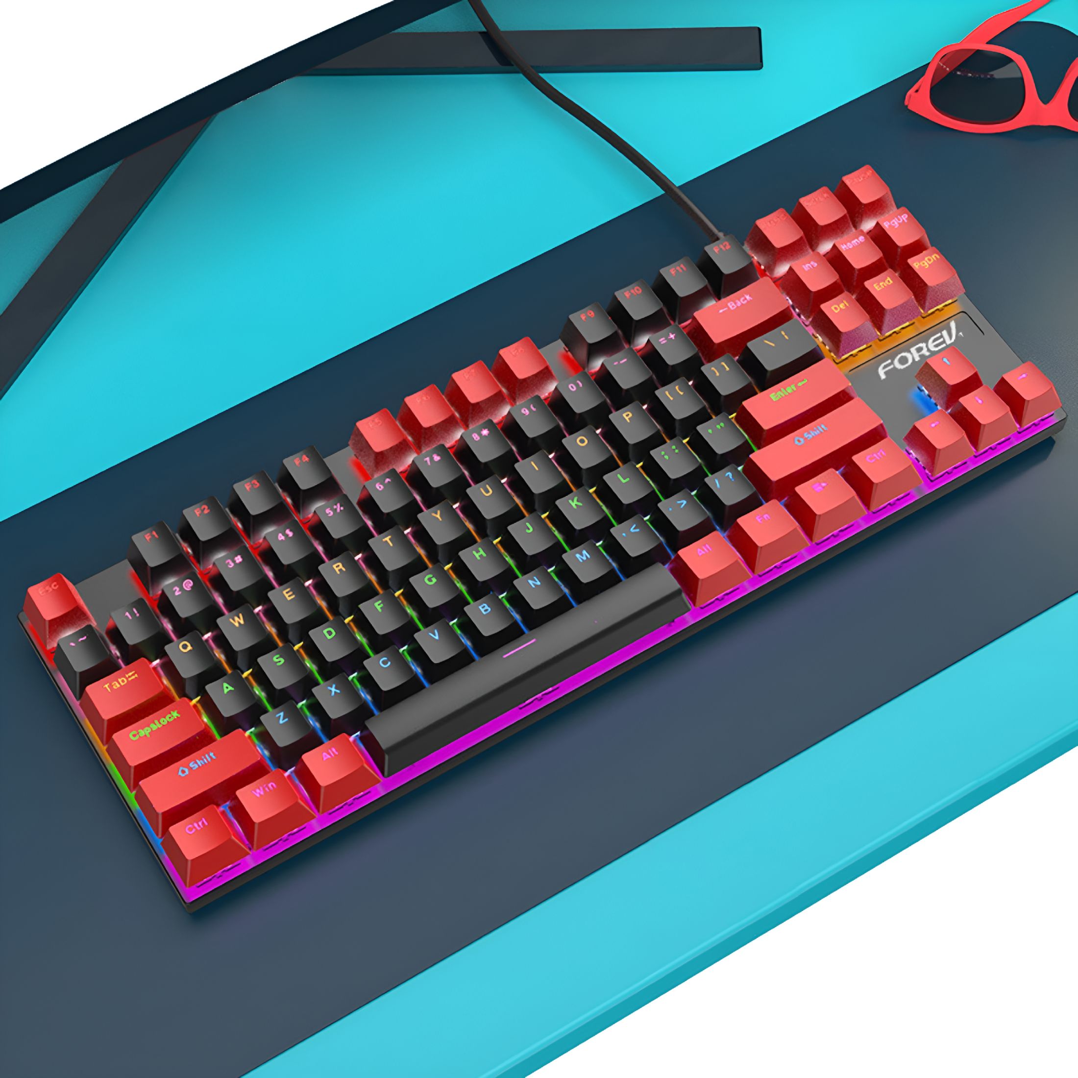 GJX 2026 New Wired Keyboard with Rgb Backlight,Red for Gaming,Home Office,Desk Setup,Typing,Computer Use,Personalized Lighting,Productivity