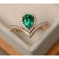 thumbnail image 2 of V Ring,925 Sterling Silver V Ring, Chevron Ring,Emerald Pear Cut Diamond Curved Eternity Ring, Mother's Day Gift, Valentine's Day Gift Women, 2 of 2