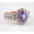 thumbnail image 2 of 2Ct Oval Cut Simulated Blue Tanzanite Ring Halo Engagement Ring 14k Rose Gold Plated, 2 of 5