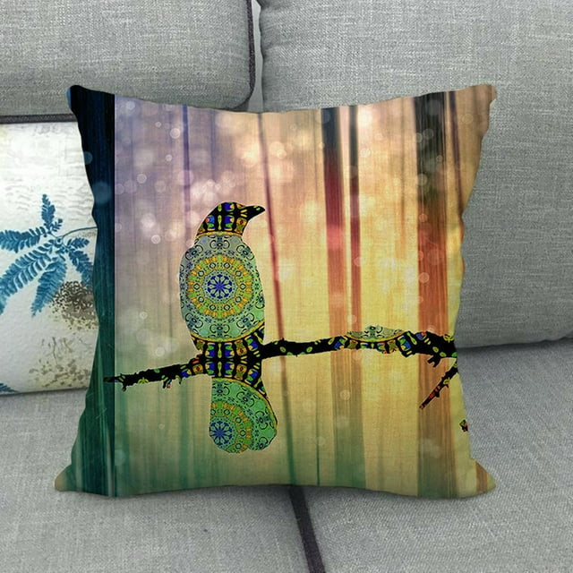 Up to 65% Off SMihono Bird Print Pillow Cases Linen Sofa Cushion Cover Home Decor Pillow Core