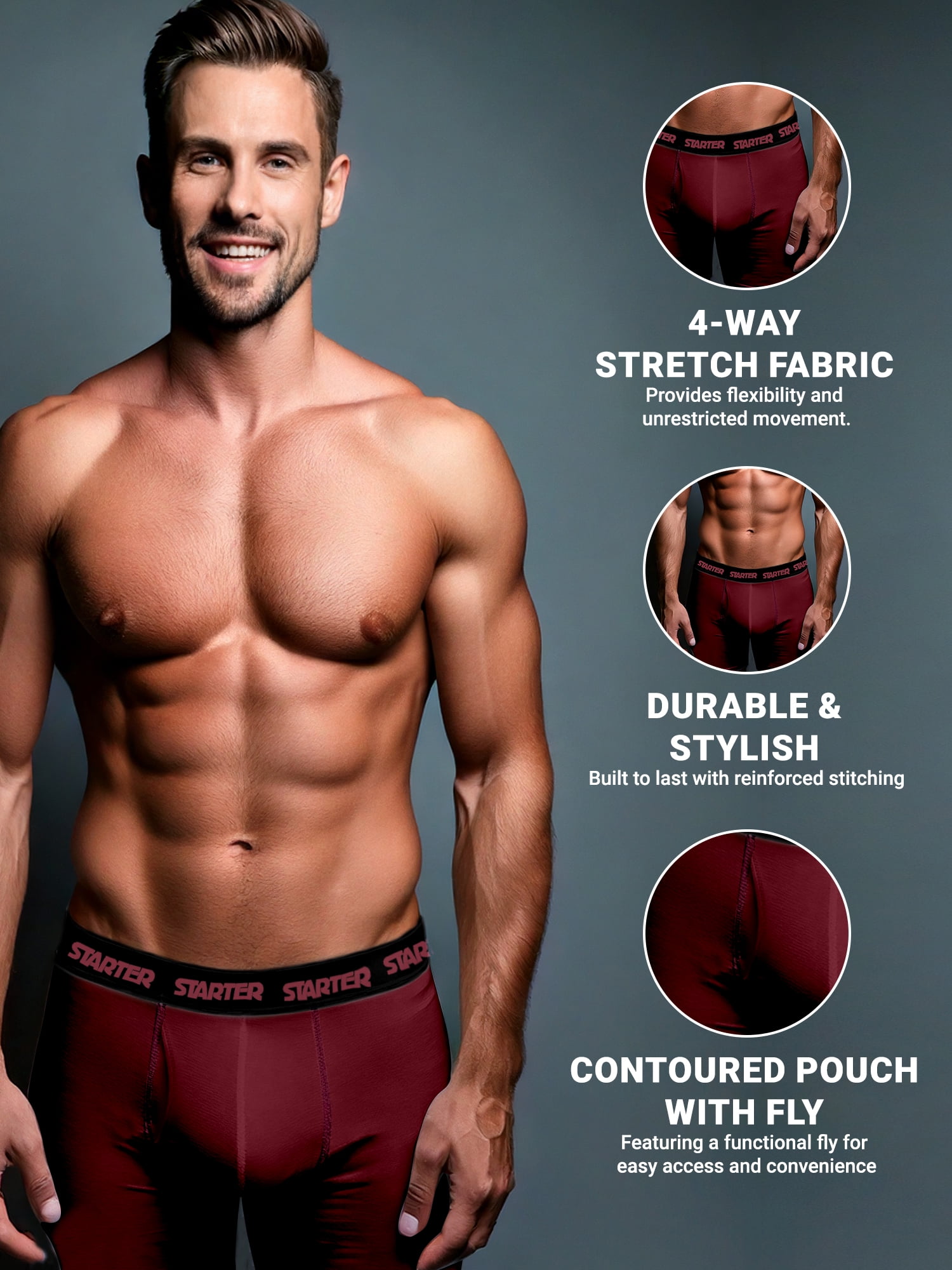 Starter Men’s and Big Men’s Active Performance Boxer Briefs, 6-Pack, Sizes S-5X