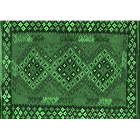 Ahgly Company Indoor Rectangle Southwestern Emerald Green Country Area Rugs, 2' x 5'