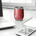 thumbnail image 3 of 12oz Stemless Wine Tumblers Red Christmas Snowflake Pattern Vacuum Insulated Stainless Steel Travel Tumbler Cups Mug with Lid and Straw for Champaign,Cocktail,Beer with Cleaning Brush, 3 of 5