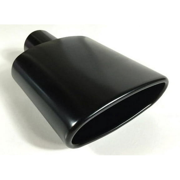 2.25" Inlet Exhaust Tip 6.0 X 2.25" Outlet 9.00" Long Rolled Oval Angle Gloss Black 304 Stainless Steel WOVAL6002509-225-GBK-SS Wesdon Exhaust Tip