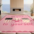 thumbnail image 2 of Design&I 8'x10' Ultra Soft Area Rug, Pink Whimsical Cats and Floral Motif Design Charming Animal Illustrations with Playful Fluffy Washable Non Shedding for Bedroom Living Room Under Sectional, 2 of 3