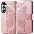 thumbnail image 2 of for Samsung Galaxy S23 FE Case Wallet,Women Butterfly Embossed PU Leather Flip Folio Cover Card Holder Slots Stand Wrist Strap Phone Case Wallet for Galaxy S23 FE 5G (Rose Gold), 2 of 14