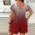 thumbnail image 4 of Combinaison pour Femmes, Grande Taille Manches Bouffantes Courte avec Poches Imprimées, Tenue Décontractée Col Rond Tendance, Vacances d'Été, Couverture de Plage, Tenue de Détente, Vin, 4 of 8