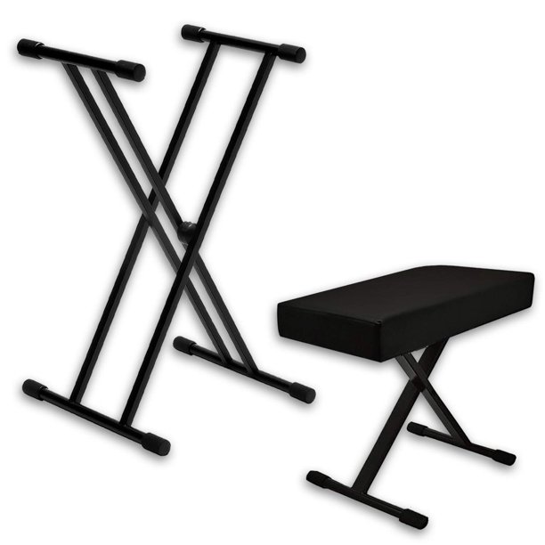 Stand & Bench Set for Piano Keyboard — Sturdy, fullyadjustable Double