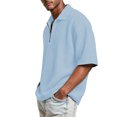 thumbnail image 3 of Mens Quarter Zip Polo Shirts Casual Short Sleeve Waffle Pullover Sweater Top Summer Light Outdoor Golf Sport Shirt, 3 of 6