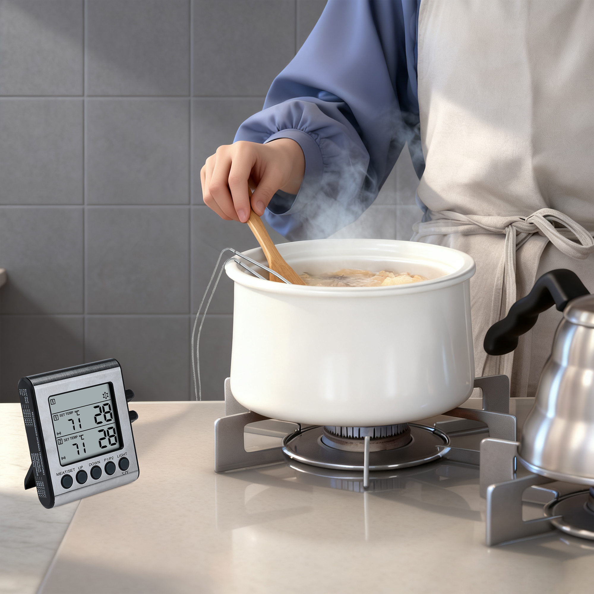 Unique Bargains Digital Meat Instant Read Cooking Thermometer Dual Probe