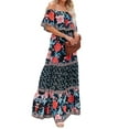 thumbnail image 1 of Women Off Shoulder Maxi Dress Floral Summer Dress Strapless Long Maxi Dress with Belted Peony XL, 1 of 8
