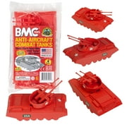 BMC Classic Payton Anti-Aircraft TANKS - 4pc Red PLASTIC ARMY MEN Vehicles