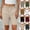 Beige, variant on Women Elastic Waist Summer Shorts Button Closure Stretchy Mid Waist Pull on Casual Bermuda Above Knee Shorts with Pockets, White, m