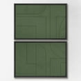 thumbnail image 2 of PixonSign Framed Wall Art Set Mid-Century Green Polygon Landscape Abstract Canvas Prints Geometric Splicing Modern Art Decoration Minimalist for Living Room, Bedroom, Office - 24"x36"x2 Black, 2 of 5