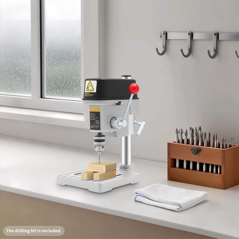 Mini Benchtop Drill Press – 110V Tabletop Drilling Machine With 3 Speeds, 340W Rotary Tool Workstation For Metal, Wood & Jewelry Projects