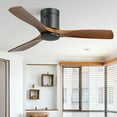 thumbnail image 4 of Sofucor 52 Inch Solid Wood Ceiling Fan Without Lights Flush Mount Ceiling Fan with Remote Control-Wood Blades Modern Outdoor Ceiling Fans No Light, Brown Black, 4 of 13