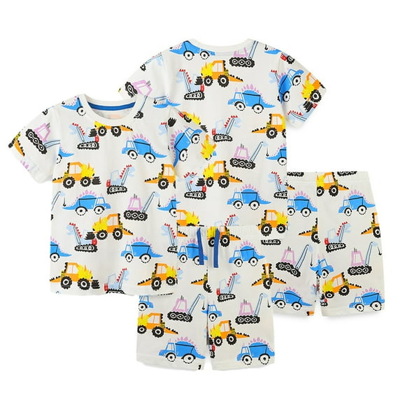 Kkkded Toddler Kids Summer 2Pcs Outfits Clothes for Boys,Baby Cotton Cartoon Print T-Shirt Short Sleeve Short Pants Outfits for 2-7Years