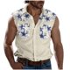 thumbnail image 1 of Camisas de Cuello para Hombres, Moda Casual Día de la Independencia Imprimir Turndown Bolsillos sin Mangas Tanque Deportivo, 1 of 5