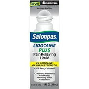 Salonpas LIDOCAINE PLUS Pain Relieving Liquid 4% Lidocaine Maximum Strength 3 oz (Pack of 2)