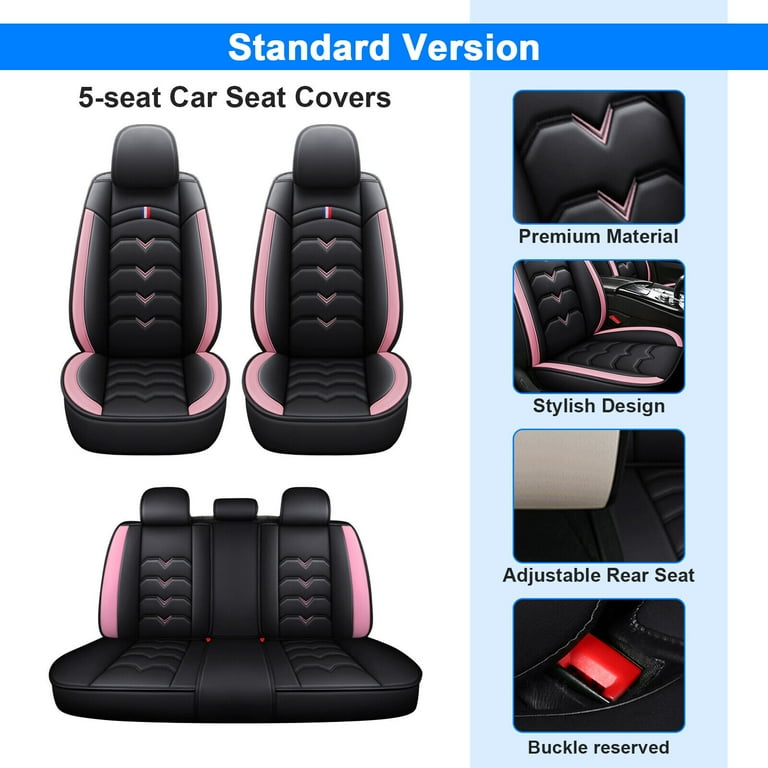 Luxury Car Seat Cover Waterproof Leather 5 Seats Full Set Front Rear Back  Cover